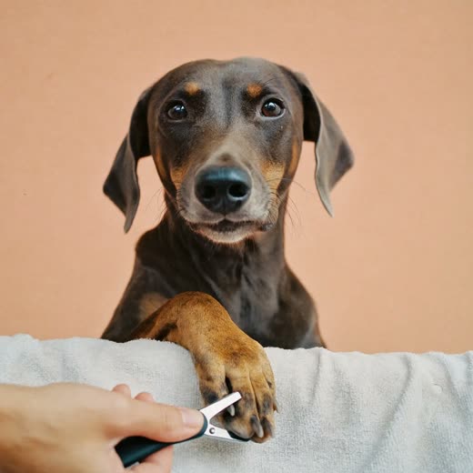 A dog's paw having its nails clipped